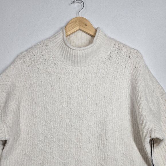 Rachel Roy Ribbed Sweater Sz XL Ivory Mock Neck Long Sleeve Soft Cozy Stretch - Picture 2 of 13